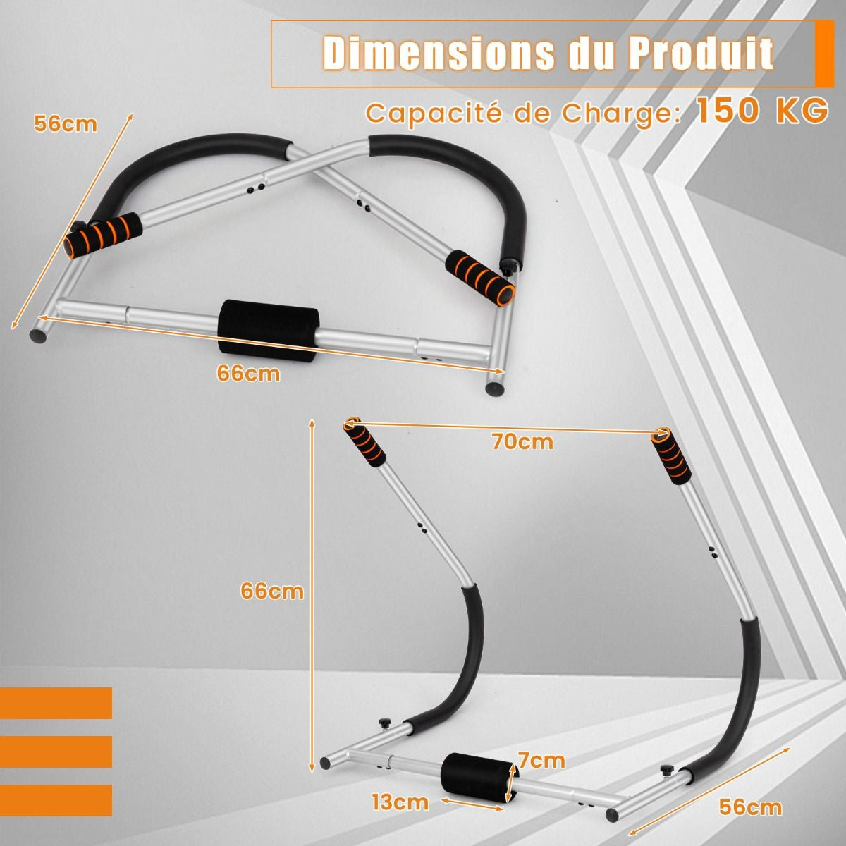 Entraîneur De Fitness AB Machine Abdominale Pliable Avec Soutien Rembourré Pour Tête/Cou Redressements Assis Noir/Argent