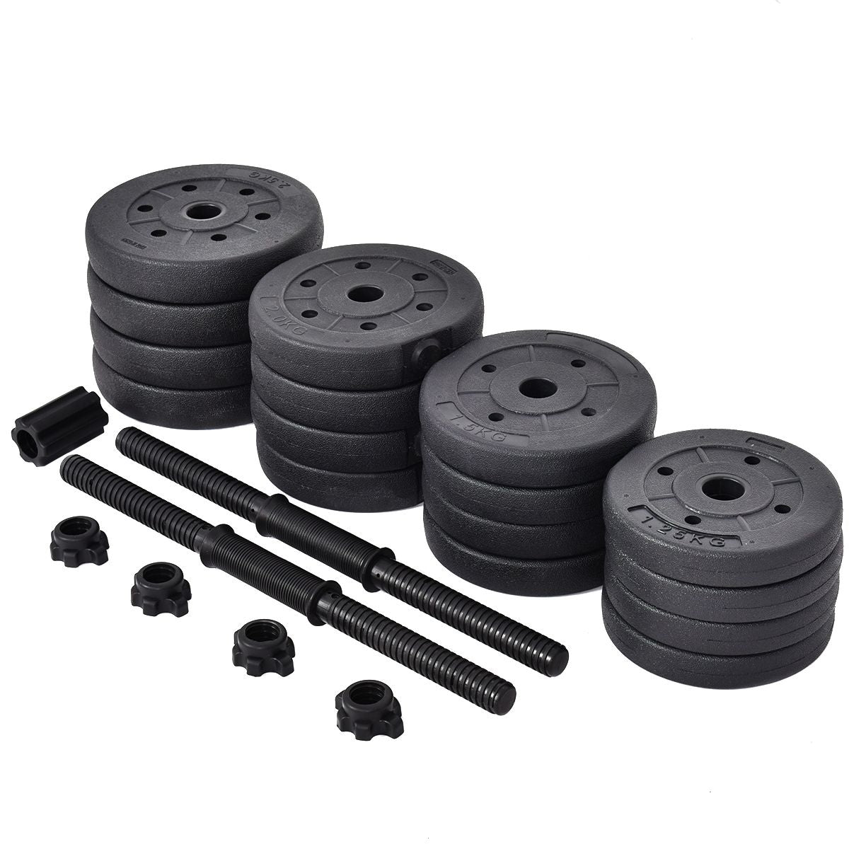 Haltères ajustables ALVORE, 30 kg, convertibles en barre longue