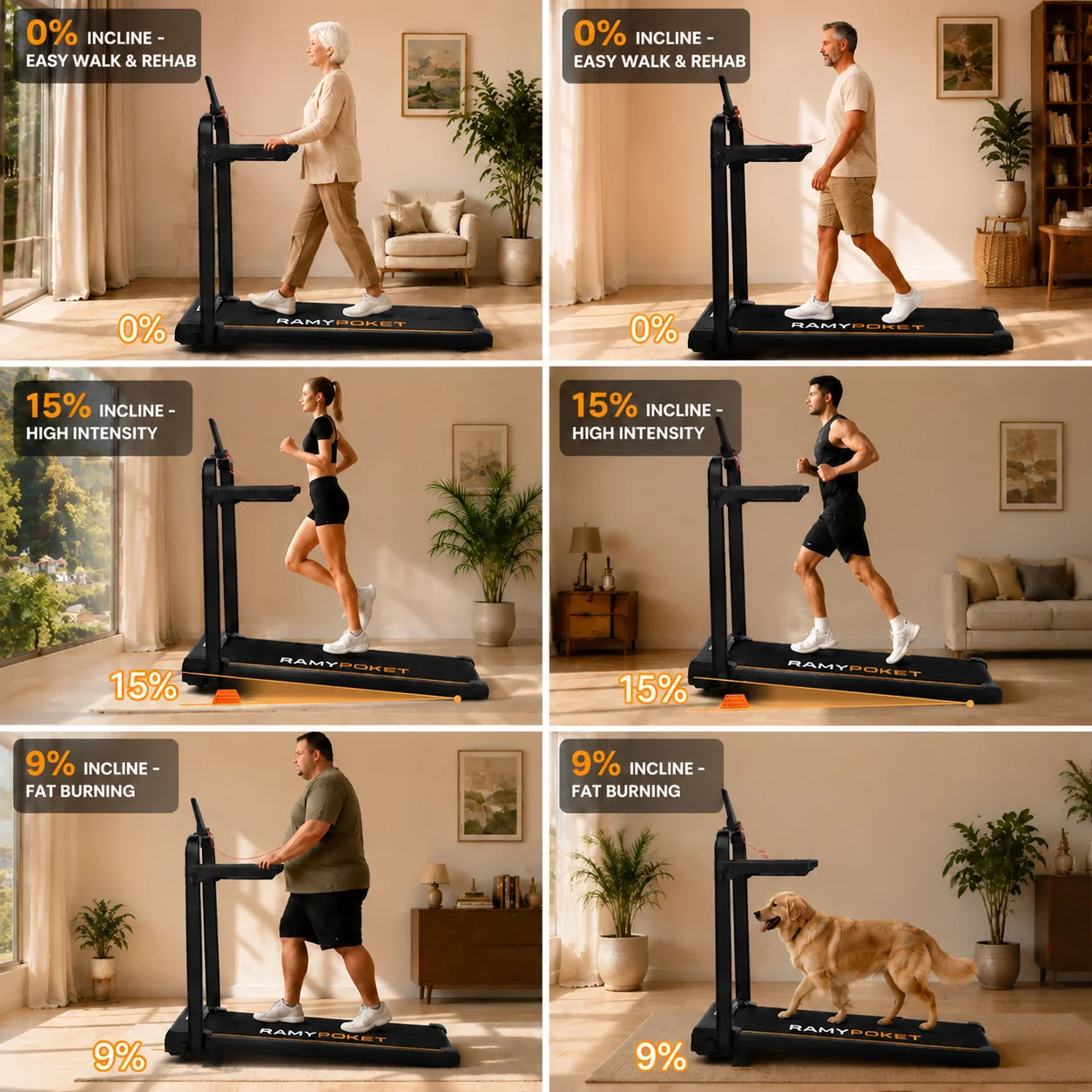 Foldable Incline Walking Pad 15%, Treadmill 12 Km/H, App/Led, Desk Walking Pad 150Kg Max Load