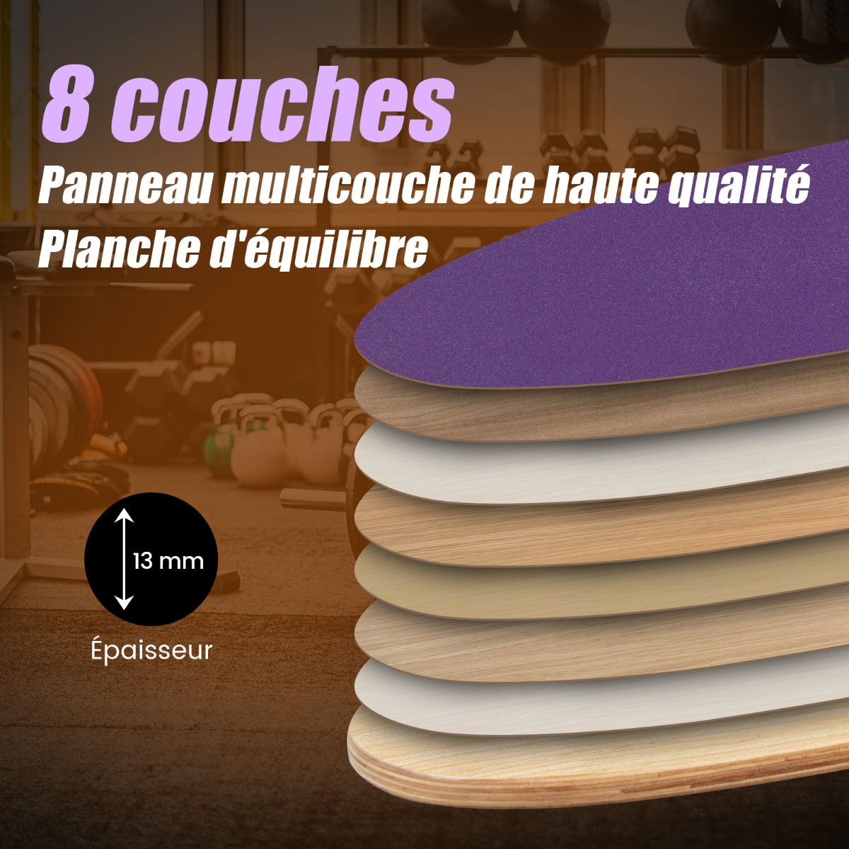 Planche D’Entraînement Pour L’Équilibre Avec Rouleau Et Tapis Antidérapant Pour Skateboard Hockey Snowboard 8 Couleurs Au Choix