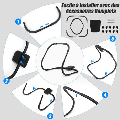 Appareil Abdominaux À Bascule Avec Appuie-Tête Rembourré Ergonomique Et Portable Pour Entraînement De Musculation À Domicile Blanc/Noir