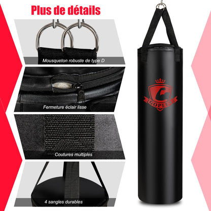 Sac De Frappe Lourd 100X30Cm 28,5 Kg Sac De Boxe Suspendus Pour Adulte Avec Gants De Boxes Suspension Support