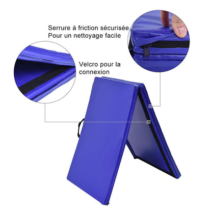 Tapis De Sol Gymnastique Tapis De Yoga Natte De Gym Matelas Fitness Pliable Portable Violet/Bleu