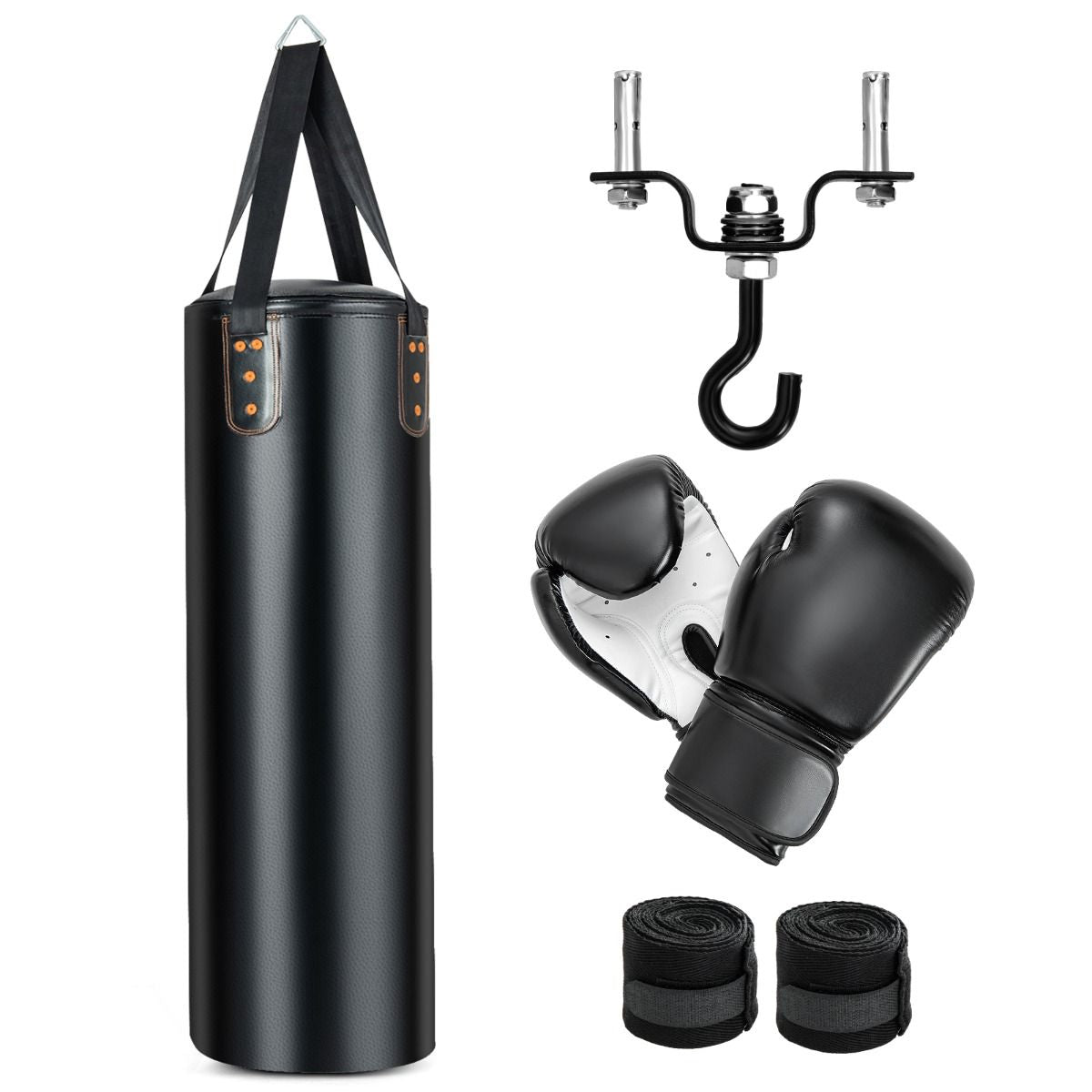 Sac De Frappe 16KG 4 En 1 Et 2 Gants Ensemble De Sac De Boxe Suspendu Avec Bandage Pour Les Mains Chaînes De Suspension Double Couture