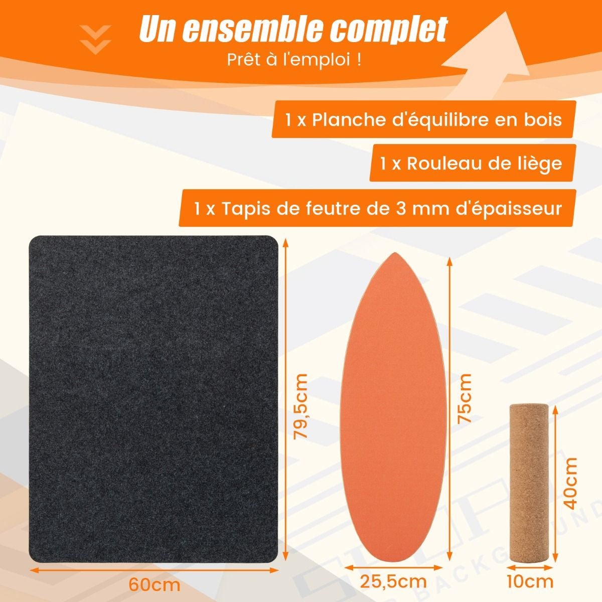 Planche D’Entraînement Pour L’Équilibre Avec Rouleau Et Tapis Antidérapant Pour Skateboard Hockey Snowboard 8 Couleurs Au Choix
