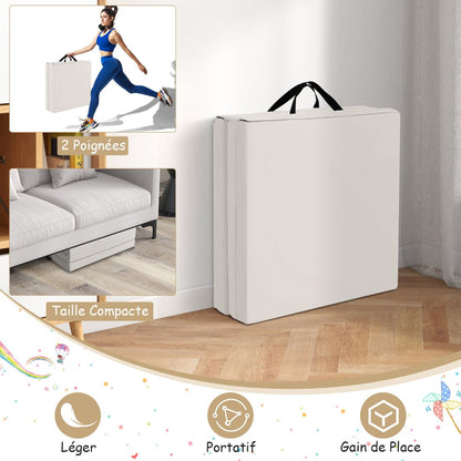 Tapis De Gymnastique Pliable En 3 Parties Antidérapant Avec 2 Poignées Tapis De Chute De Yoga 10 Couleurs Au Choix