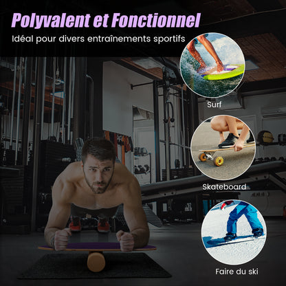 Planche D’Entraînement Pour L’Équilibre Avec Rouleau Et Tapis Antidérapant Pour Skateboard Hockey Snowboard 8 Couleurs Au Choix