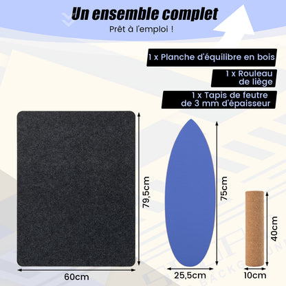Planche D’Entraînement Pour L’Équilibre Avec Rouleau Et Tapis Antidérapant Pour Skateboard Hockey Snowboard 8 Couleurs Au Choix