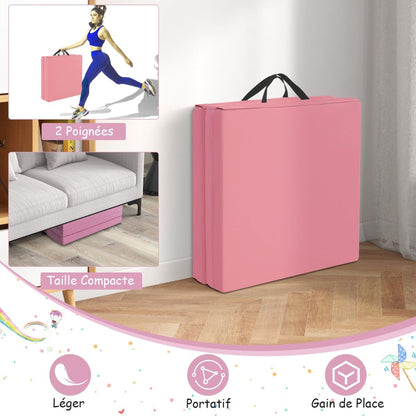 Tapis De Gymnastique Pliable En 3 Parties Antidérapant Avec 2 Poignées Tapis De Chute De Yoga 10 Couleurs Au Choix