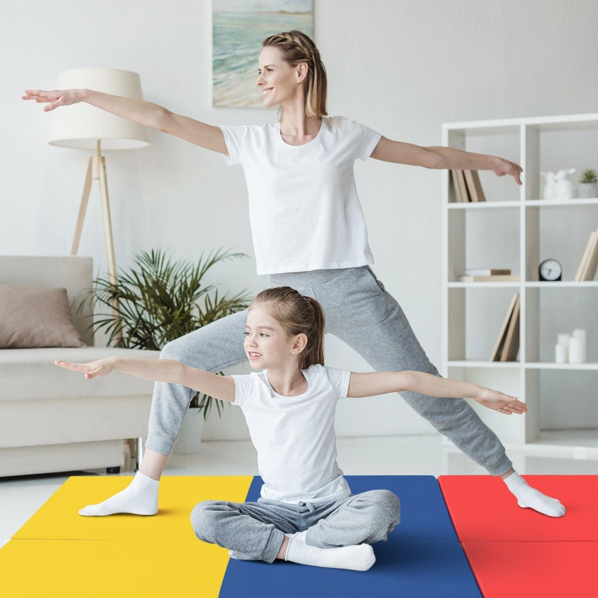 Tapis De Gymnastique Pliable En 3 Parties Antidérapant Avec 2 Poignées Tapis De Chute De Yoga 10 Couleurs Au Choix