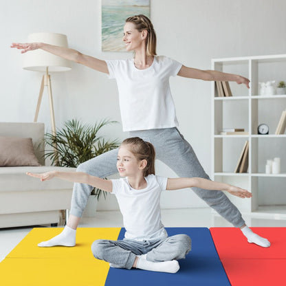 Tapis De Gymnastique Pliable En 3 Parties Antidérapant Avec 2 Poignées Tapis De Chute De Yoga 10 Couleurs Au Choix