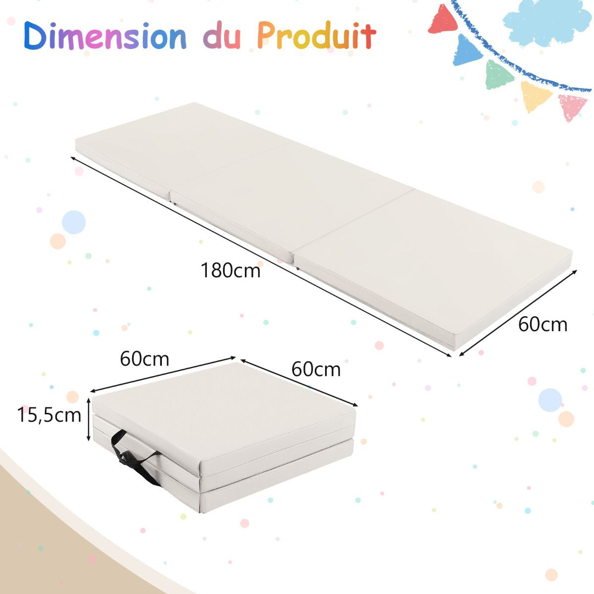 Tapis De Gymnastique Pliable En 3 Parties Antidérapant Avec 2 Poignées Tapis De Chute De Yoga 10 Couleurs Au Choix