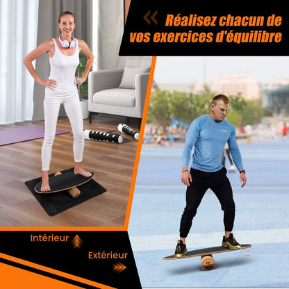 Planche D’Entraînement Pour L’Équilibre Avec Rouleau Et Tapis Antidérapant Pour Skateboard Hockey Snowboard 8 Couleurs Au Choix