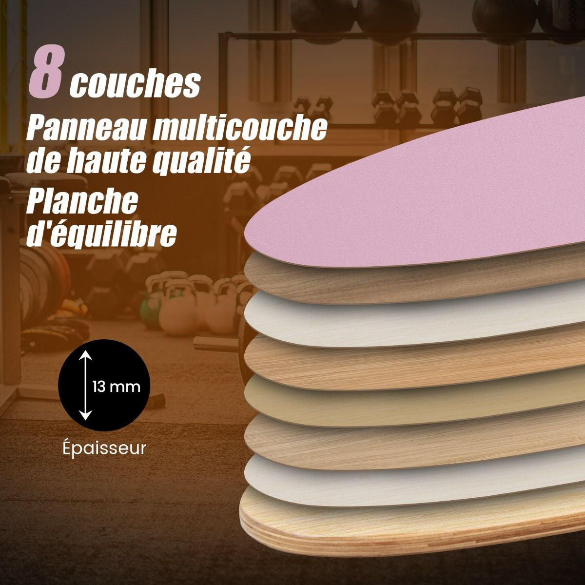 Planche D’Entraînement Pour L’Équilibre Avec Rouleau Et Tapis Antidérapant Pour Skateboard Hockey Snowboard 8 Couleurs Au Choix
