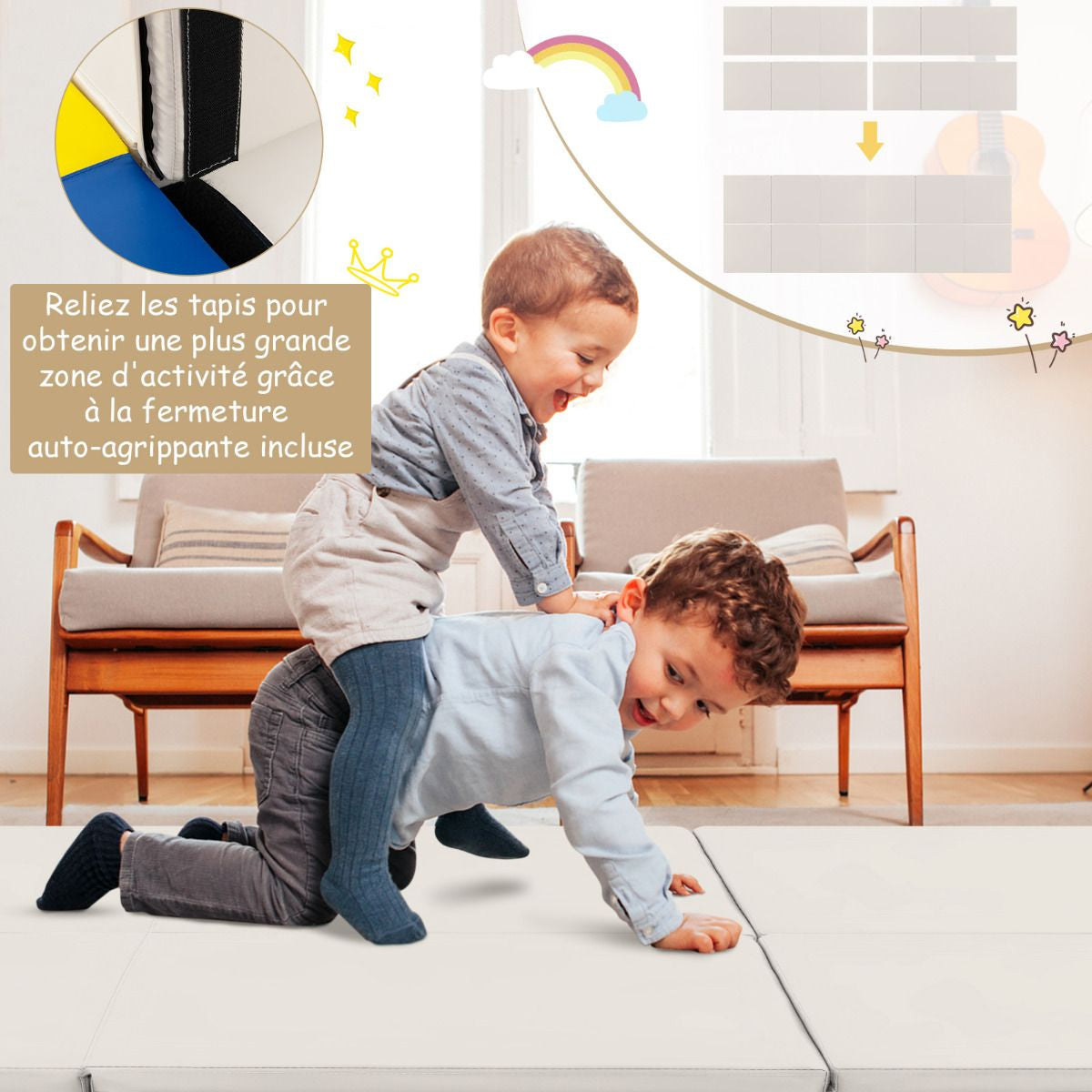 Tapis De Gymnastique Pliable En 3 Parties Antidérapant Avec 2 Poignées Tapis De Chute De Yoga 10 Couleurs Au Choix