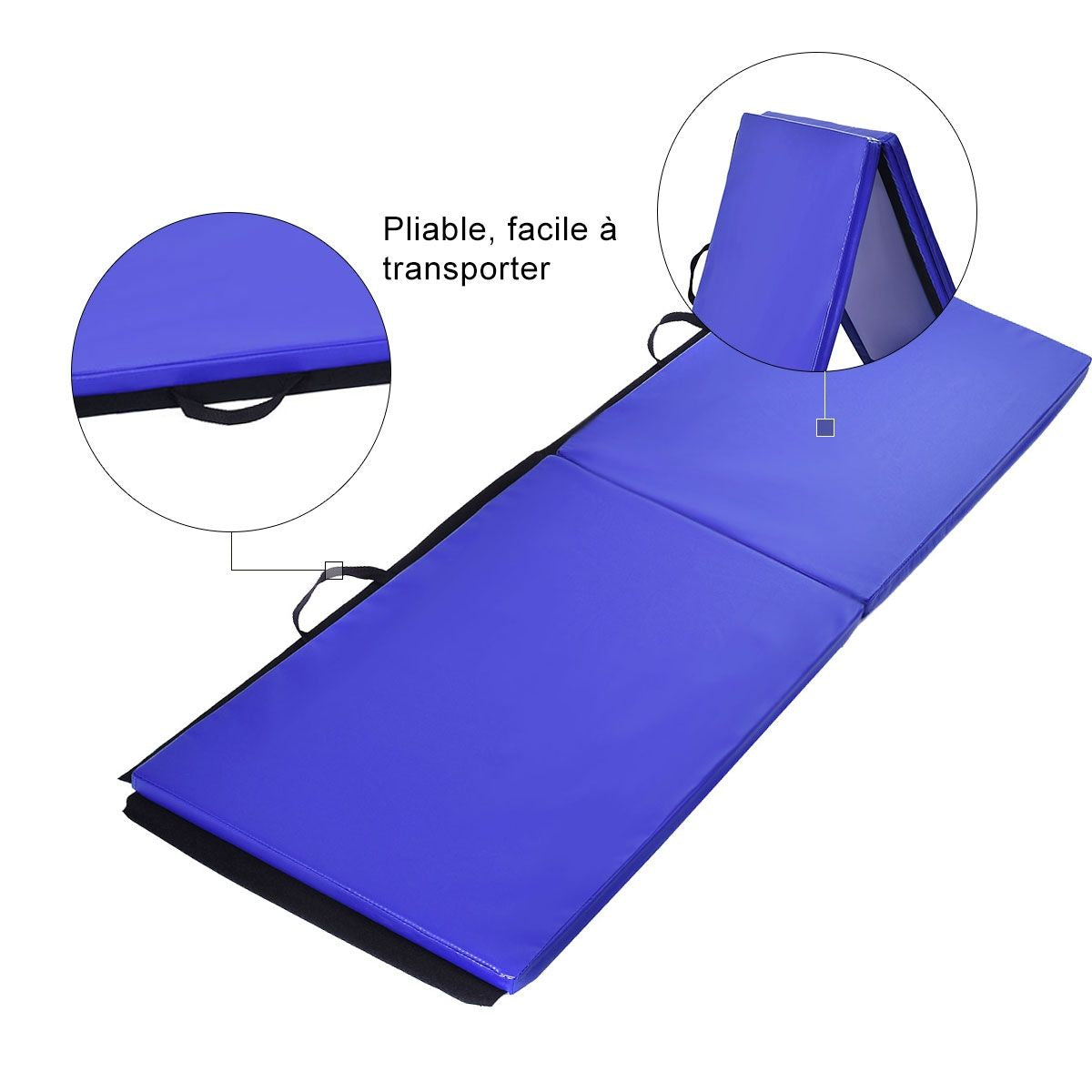 Tapis De Sol Gymnastique Tapis De Yoga Natte De Gym Matelas Fitness Pliable Portable Violet/Bleu