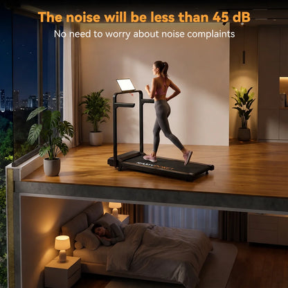 Foldable Incline Walking Pad 15%, Treadmill 12 Km/H, App/Led, Desk Walking Pad 150Kg Max Load