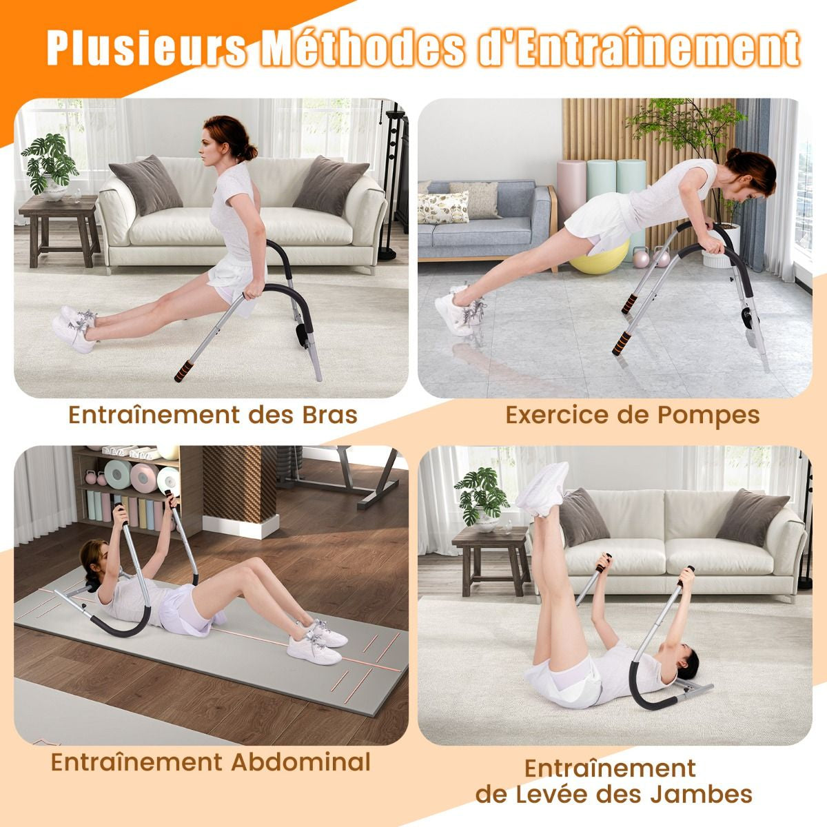 Entraîneur De Fitness AB Machine Abdominale Pliable Avec Soutien Rembourré Pour Tête/Cou Redressements Assis Noir/Argent