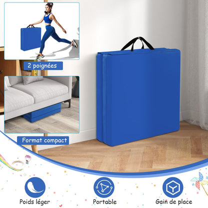 Tapis De Gymnastique Pliable En 3 Parties Antidérapant Avec 2 Poignées Tapis De Chute De Yoga 10 Couleurs Au Choix