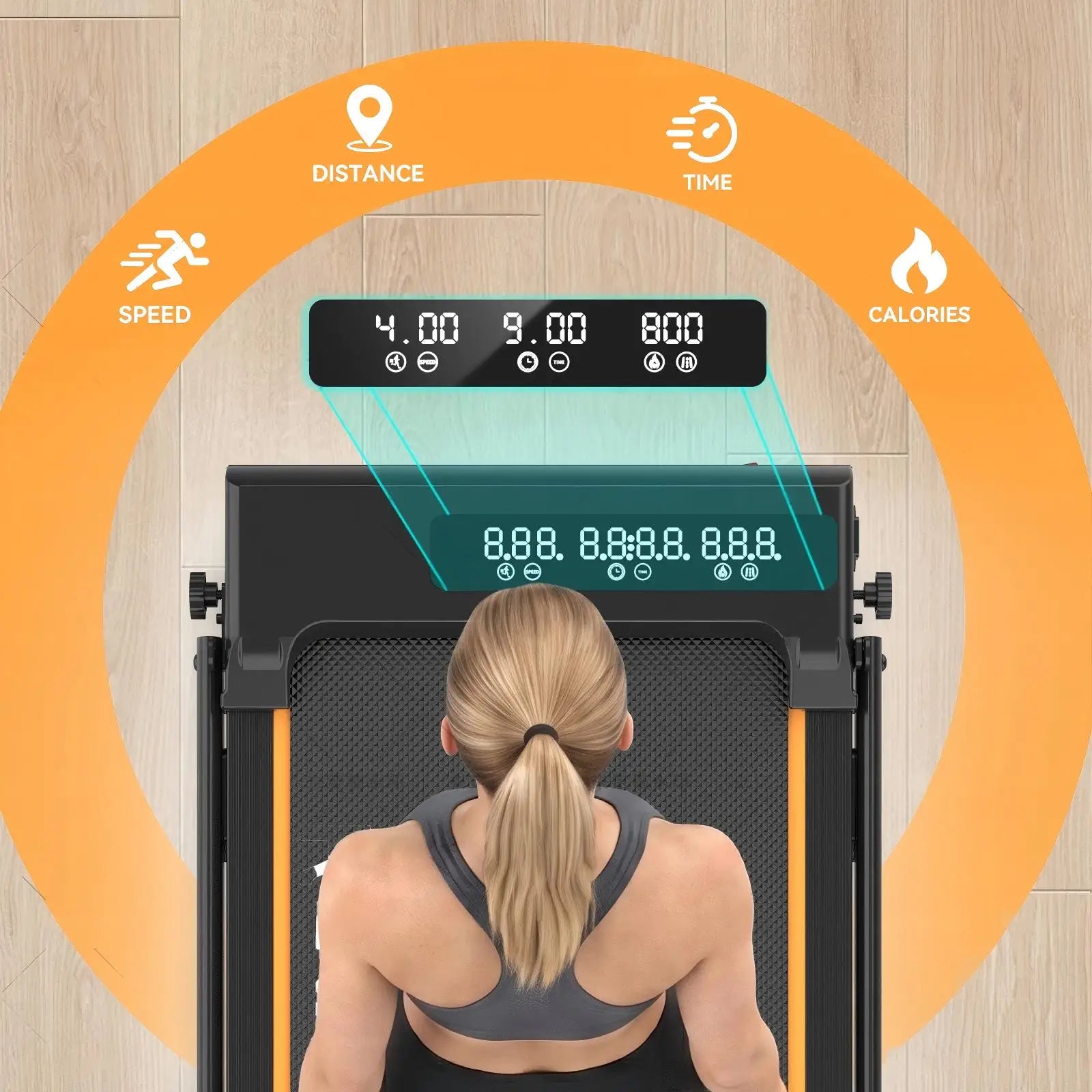 Foldable Incline Walking Pad 15%, Treadmill 12 Km/H, App/Led, Desk Walking Pad 150Kg Max Load