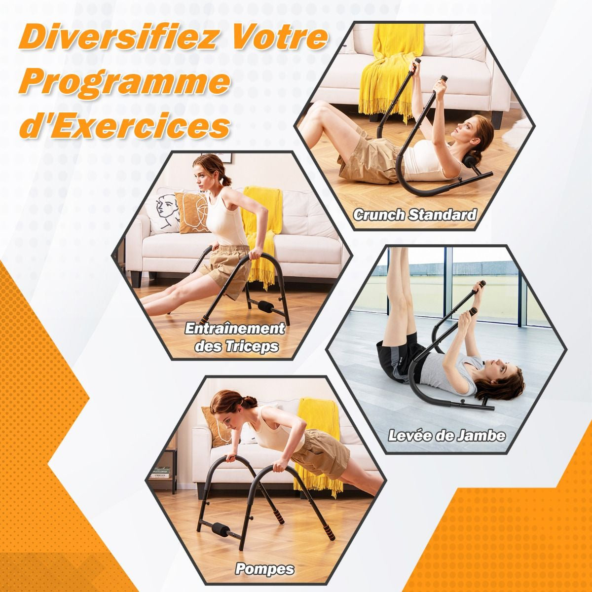 Entraîneur De Fitness AB Machine Abdominale Pliable Avec Soutien Rembourré Pour Tête/Cou Redressements Assis Noir/Argent