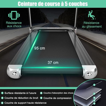 Tapis De Course Electrique Tapis De Fitness Pliable Pour Maison Avec Application De Contrôle Argent/Bleu/Rouge