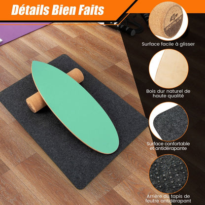 Planche D’Entraînement Pour L’Équilibre Avec Rouleau Et Tapis Antidérapant Pour Skateboard Hockey Snowboard 8 Couleurs Au Choix