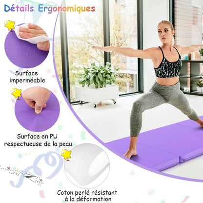 Tapis De Gymnastique Pliable En 3 Parties Antidérapant Avec 2 Poignées Tapis De Chute De Yoga 10 Couleurs Au Choix