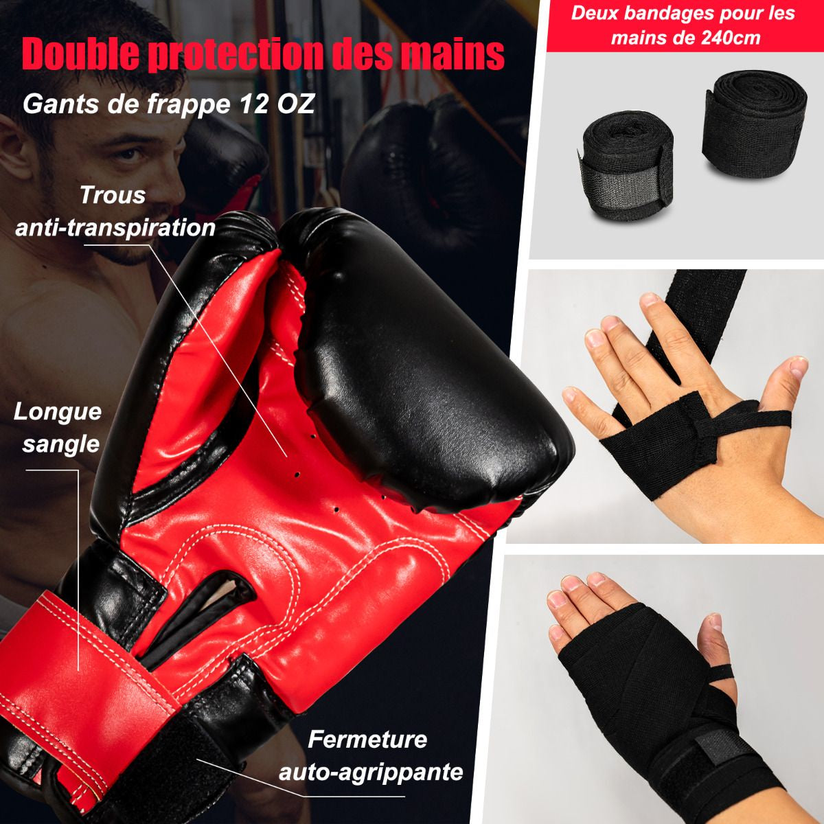 Sac De Frappe Lourd 100X30Cm 28,5 Kg Sac De Boxe Suspendus Pour Adulte Avec Gants De Boxes Suspension Support