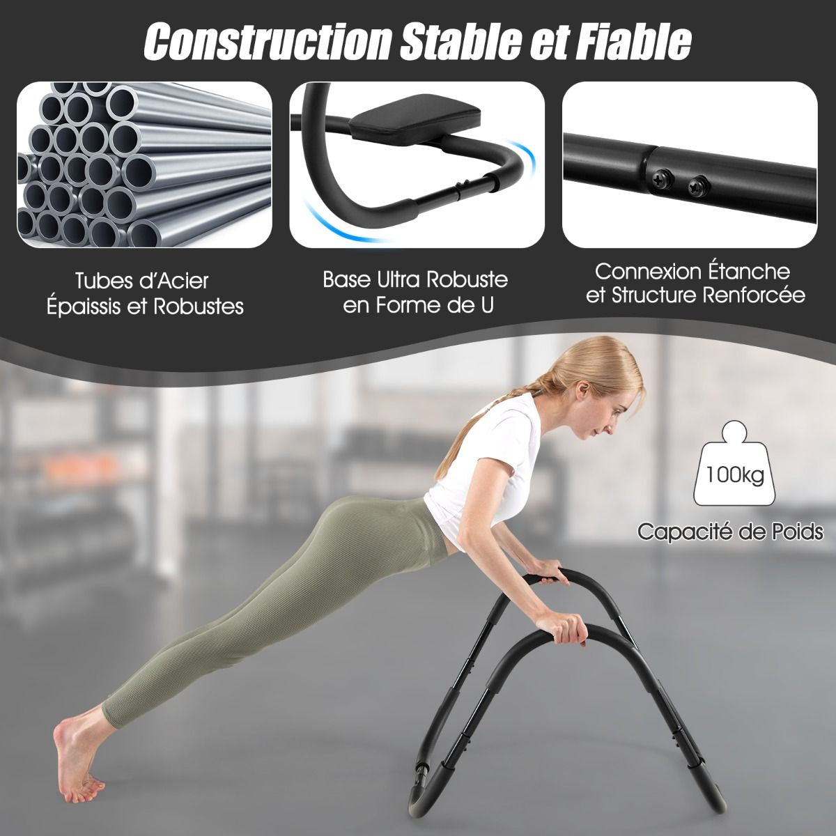 Appareil Abdominaux À Bascule Avec Appuie-Tête Rembourré Ergonomique Et Portable Pour Entraînement De Musculation À Domicile Blanc/Noir