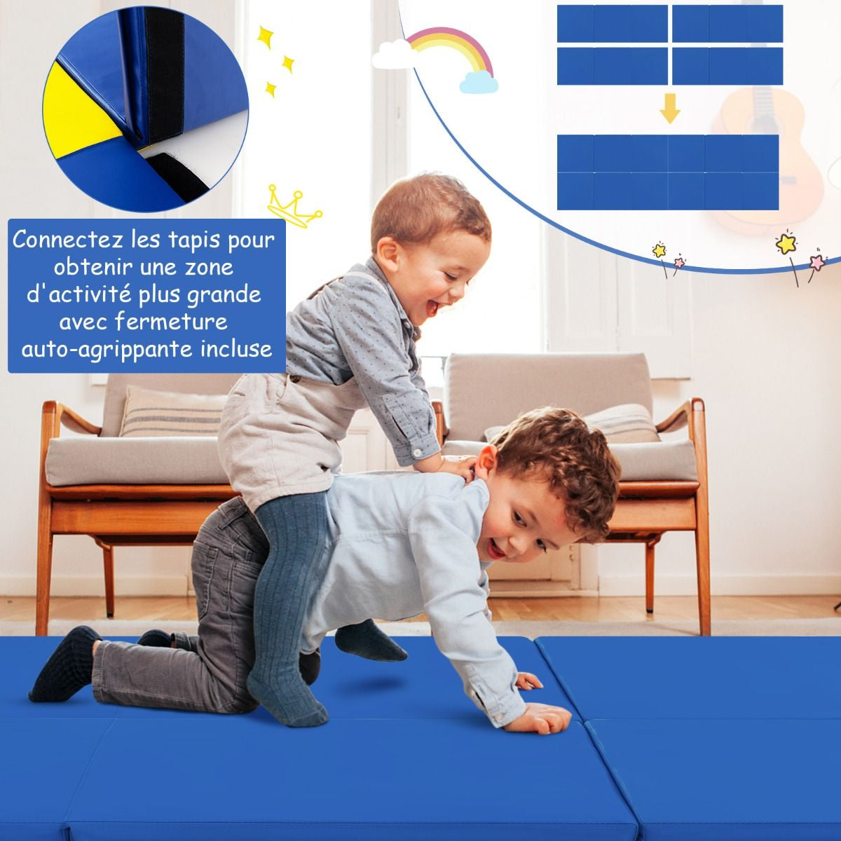 Tapis De Gymnastique Pliable En 3 Parties Antidérapant Avec 2 Poignées Tapis De Chute De Yoga 10 Couleurs Au Choix