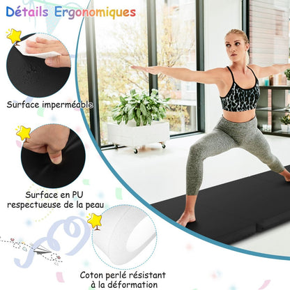 Tapis De Gymnastique Pliable En 3 Parties Antidérapant Avec 2 Poignées Tapis De Chute De Yoga 10 Couleurs Au Choix