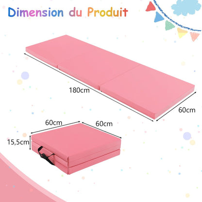 Tapis De Gymnastique Pliable En 3 Parties Antidérapant Avec 2 Poignées Tapis De Chute De Yoga 10 Couleurs Au Choix