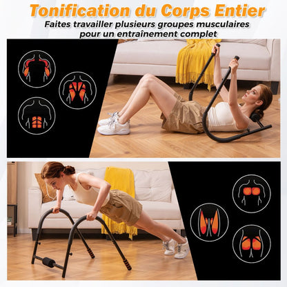 Entraîneur De Fitness AB Machine Abdominale Pliable Avec Soutien Rembourré Pour Tête/Cou Redressements Assis Noir/Argent