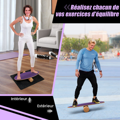 Planche D’Entraînement Pour L’Équilibre Avec Rouleau Et Tapis Antidérapant Pour Skateboard Hockey Snowboard 8 Couleurs Au Choix