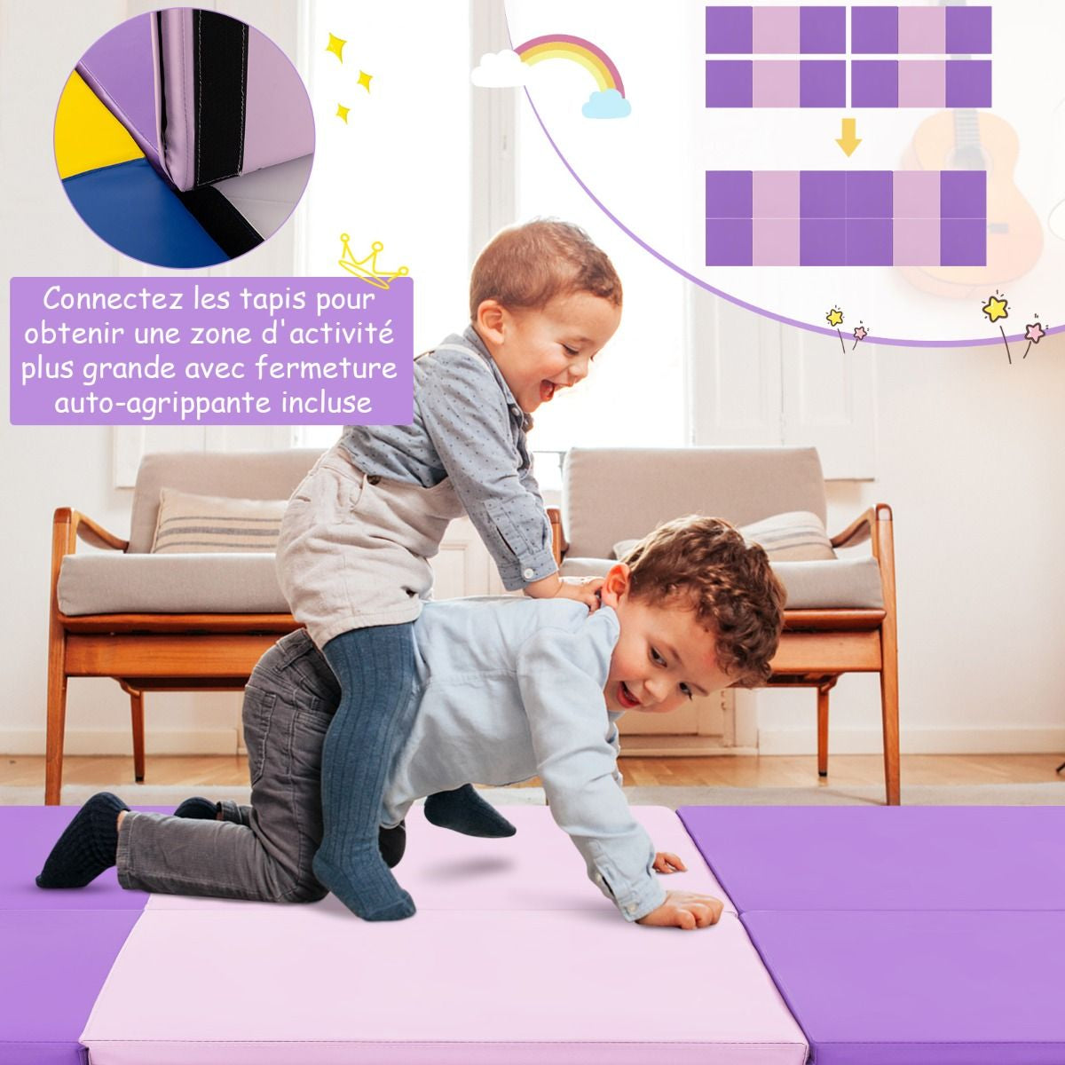 Tapis De Gymnastique Pliable En 3 Parties Antidérapant Avec 2 Poignées Tapis De Chute De Yoga 10 Couleurs Au Choix