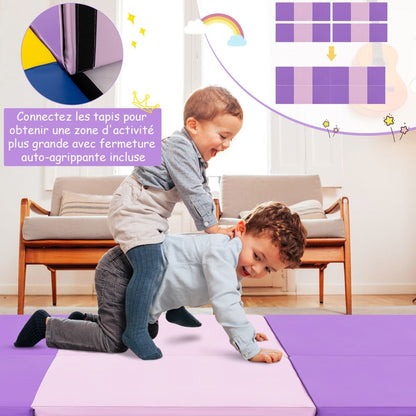 Tapis De Gymnastique Pliable En 3 Parties Antidérapant Avec 2 Poignées Tapis De Chute De Yoga 10 Couleurs Au Choix