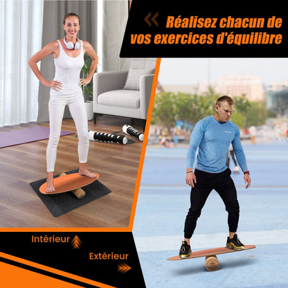 Planche D’Entraînement Pour L’Équilibre Avec Rouleau Et Tapis Antidérapant Pour Skateboard Hockey Snowboard 8 Couleurs Au Choix