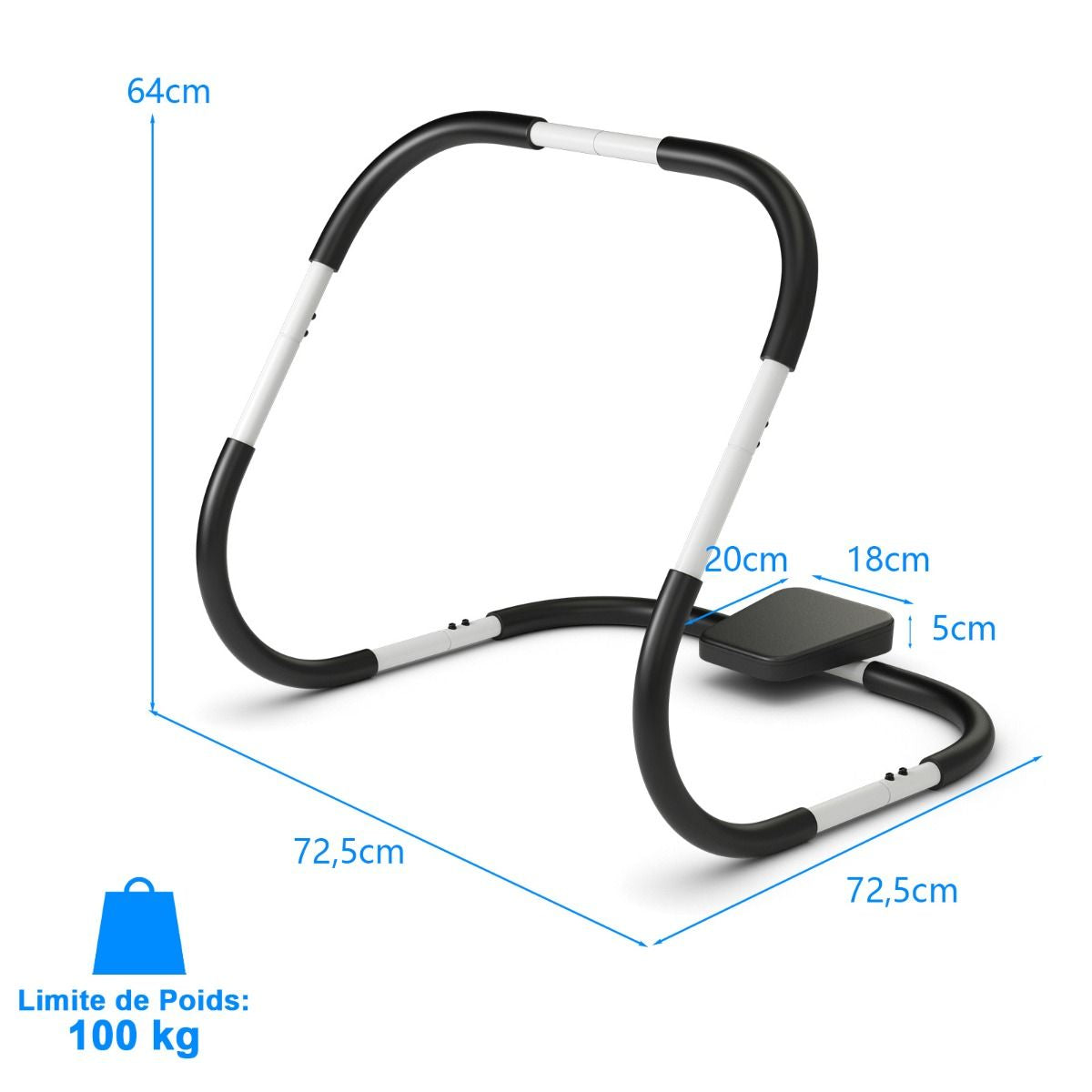 Appareil Abdominaux À Bascule Avec Appuie-Tête Rembourré Ergonomique Et Portable Pour Entraînement De Musculation À Domicile Blanc/Noir