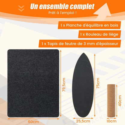 Planche D’Entraînement Pour L’Équilibre Avec Rouleau Et Tapis Antidérapant Pour Skateboard Hockey Snowboard 8 Couleurs Au Choix