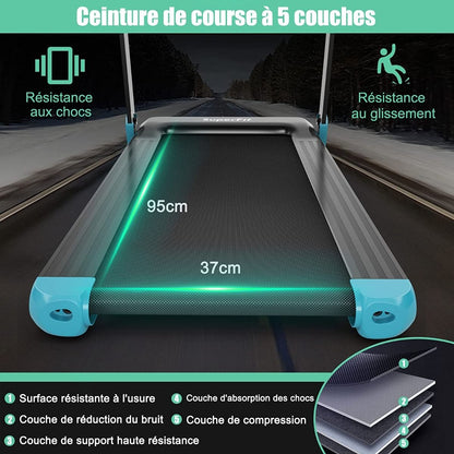 Tapis De Course Electrique Tapis De Fitness Pliable Pour Maison Avec Application De Contrôle Argent/Bleu/Rouge