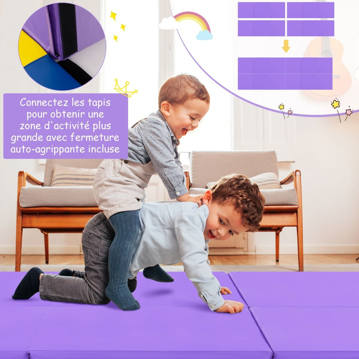 Tapis De Gymnastique Pliable En 3 Parties Antidérapant Avec 2 Poignées Tapis De Chute De Yoga 10 Couleurs Au Choix