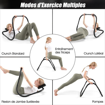 Appareil Abdominaux À Bascule Avec Appuie-Tête Rembourré Ergonomique Et Portable Pour Entraînement De Musculation À Domicile Blanc/Noir