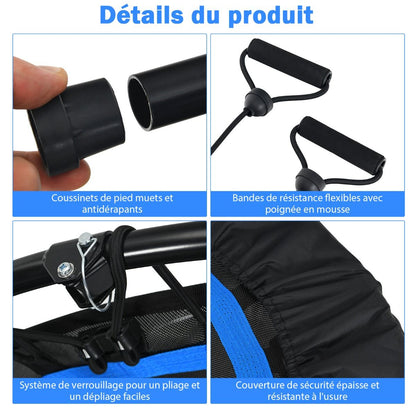 Trampoline De Fitness Pliable 101Cm Avec 2 Bandes De Résistance Main Courante Hauteur Réglable Charge 150 Kg Pour Enfants Bleu/Vert/Rouge