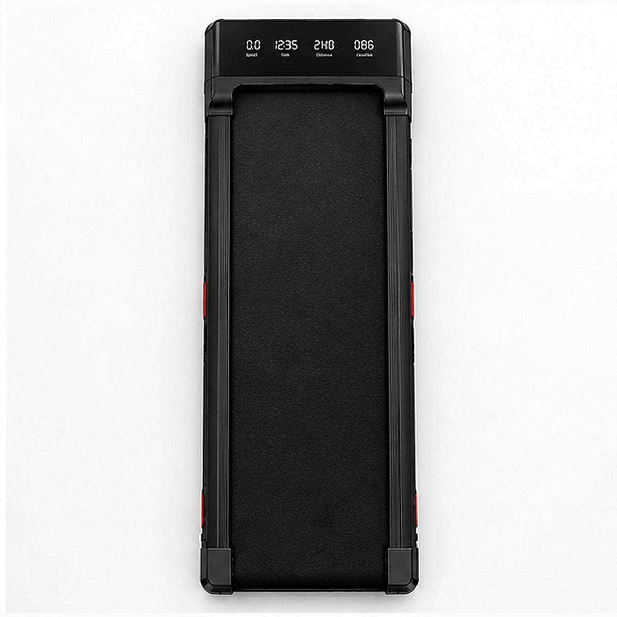 Tapis de marche ALVORE vu de dessus : bande de marche de 97 x 40 cm et console LED