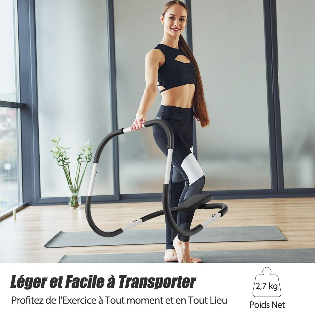 Appareil Abdominaux À Bascule Avec Appuie-Tête Rembourré Ergonomique Et Portable Pour Entraînement De Musculation À Domicile Blanc/Noir