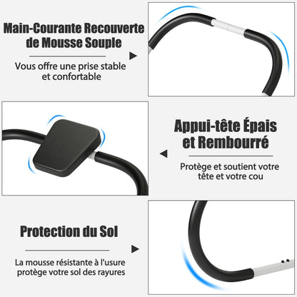 Appareil Abdominaux À Bascule Avec Appuie-Tête Rembourré Ergonomique Et Portable Pour Entraînement De Musculation À Domicile Blanc/Noir