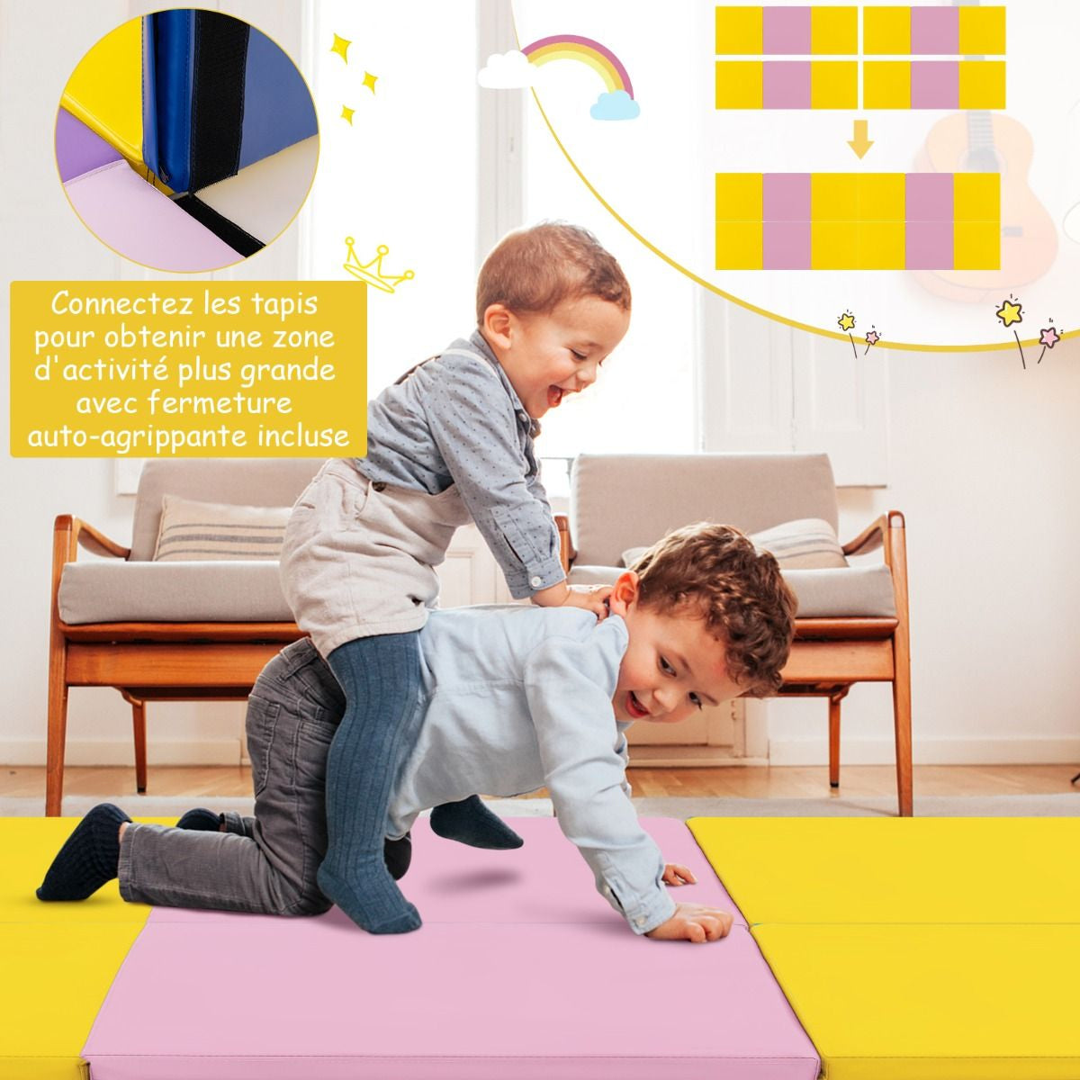Tapis De Gymnastique Pliable En 3 Parties Antidérapant Avec 2 Poignées Tapis De Chute De Yoga 10 Couleurs Au Choix