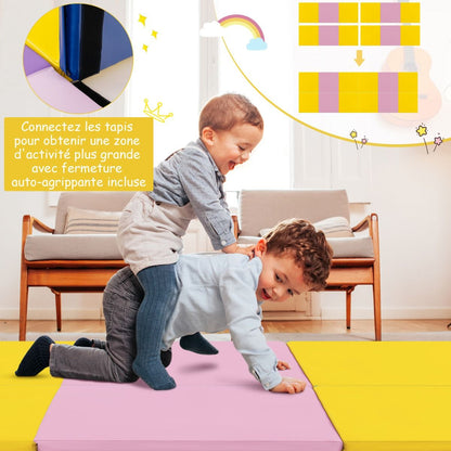 Tapis De Gymnastique Pliable En 3 Parties Antidérapant Avec 2 Poignées Tapis De Chute De Yoga 10 Couleurs Au Choix