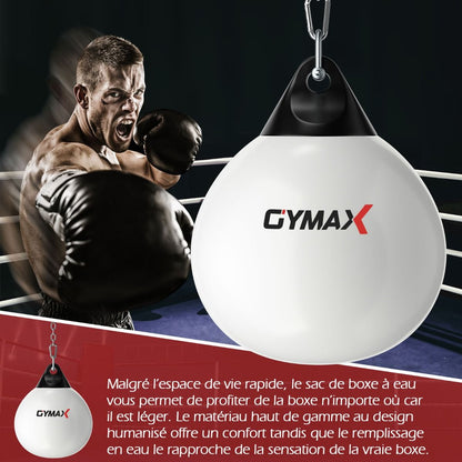 Sac De Frappe À Eau Avec Crochet Chaîne Métallique Réglable Boucles D'Assurance Et Injection D'Eau Pour Boxe Suspendue Charge Max 50KG Blanc/Noir/Bleu/Rouge